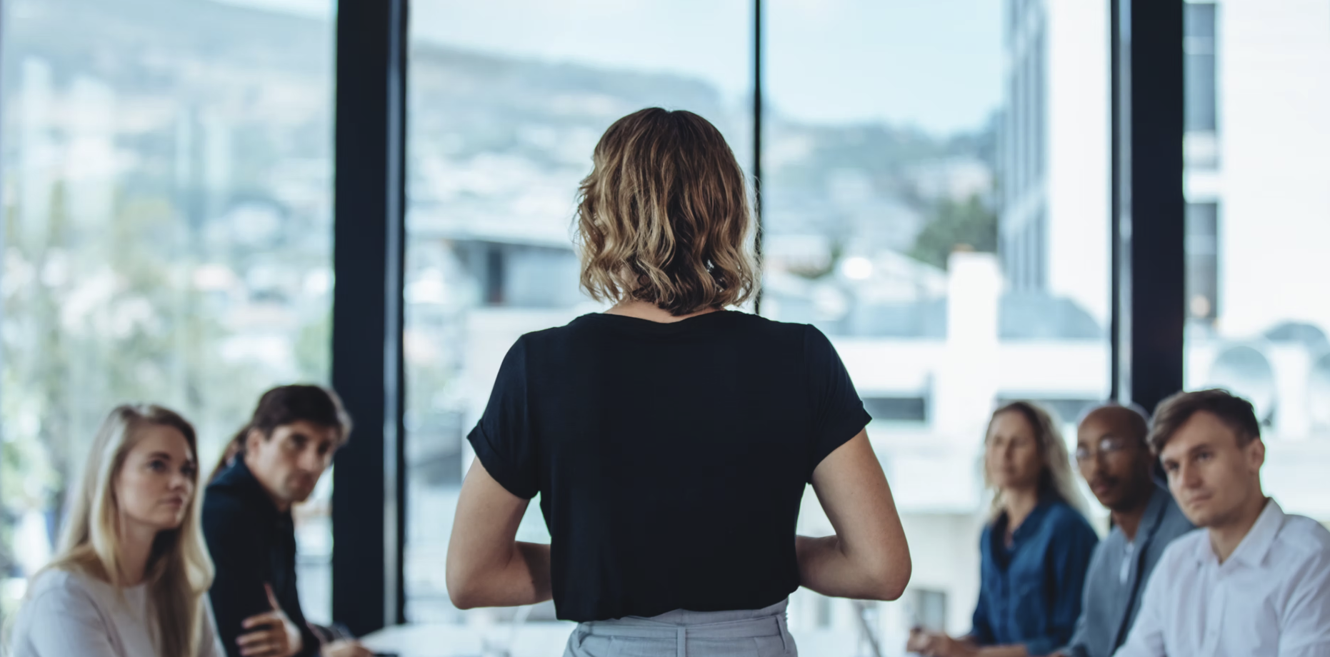 Startup founder presenting